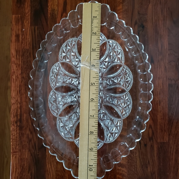 Vintage Early American Beaded Loop Glass Bread Platter - Picture 3 of 6